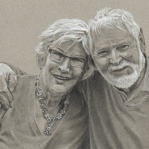 Paar auf grauem Papier